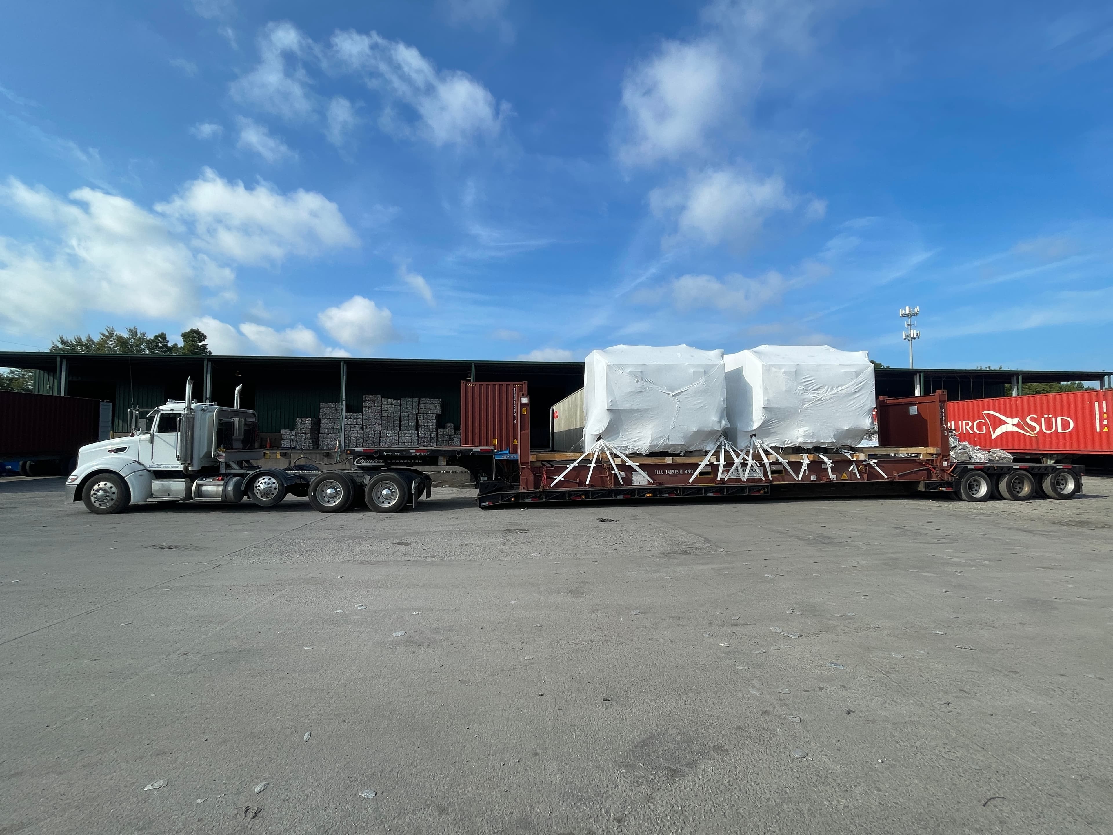 Overweight cargo on a multi-axle trailer